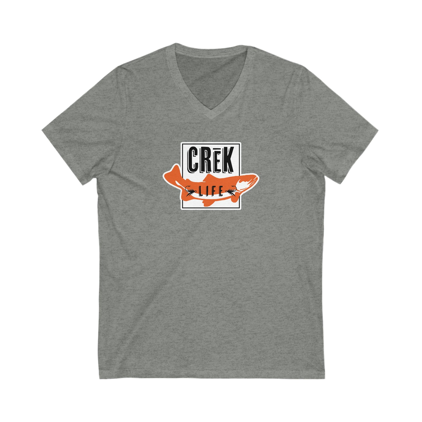 Crēk Life Trout Logo Unisex Short Sleeve V-Neck Tee