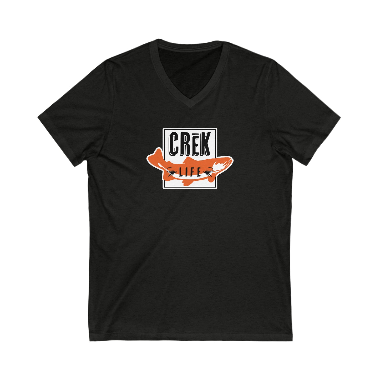 Crēk Life Trout Logo Unisex Short Sleeve V-Neck Tee