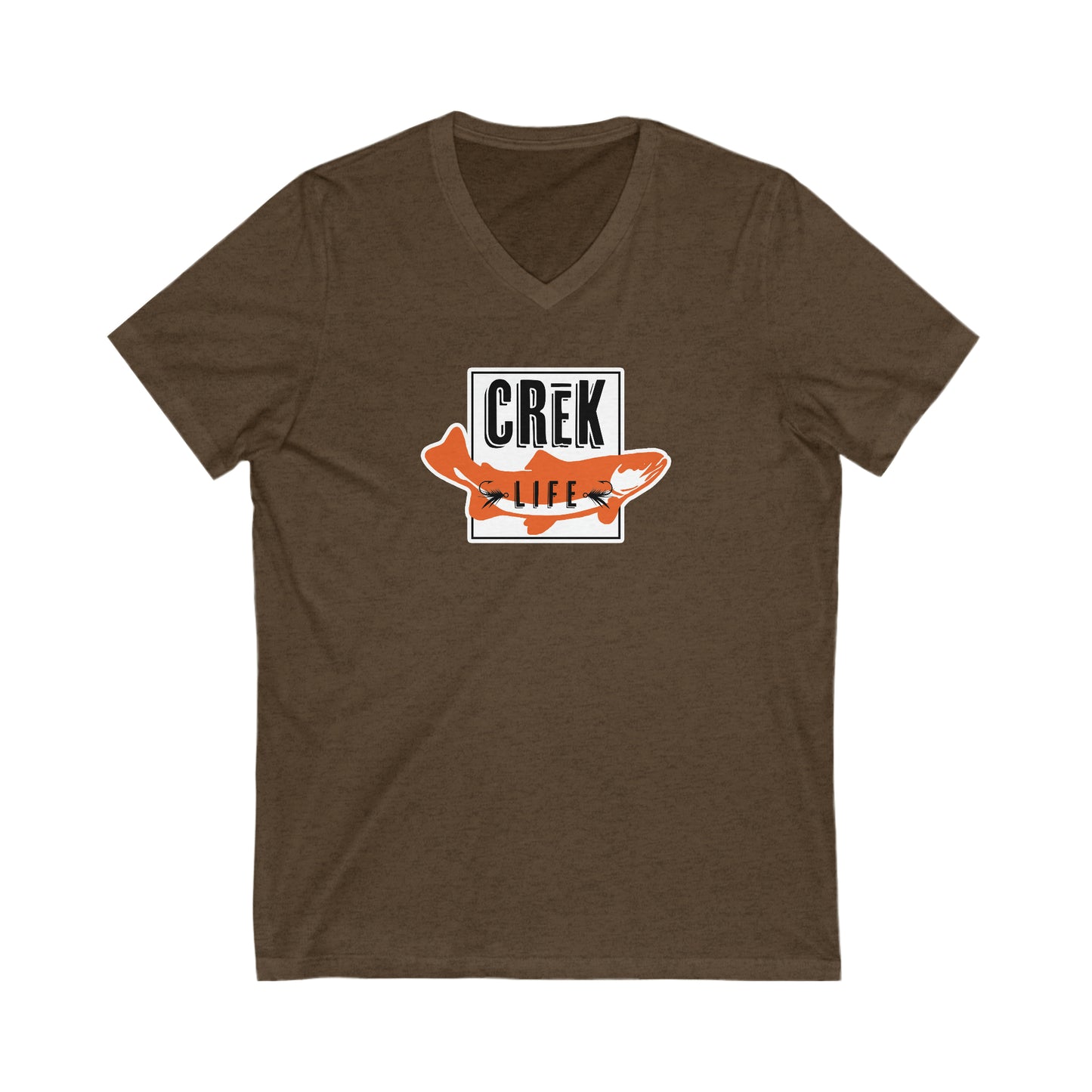 Crēk Life Trout Logo Unisex Short Sleeve V-Neck Tee