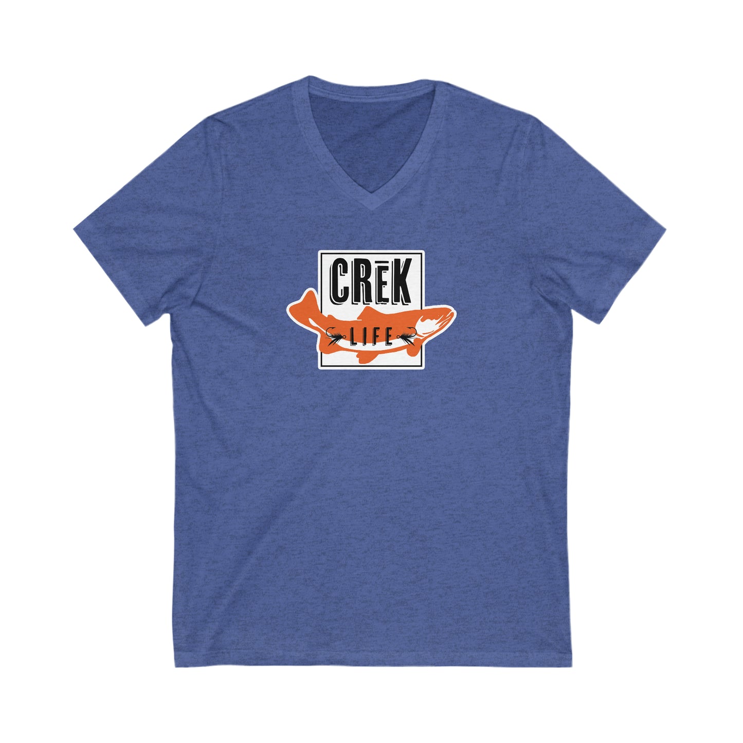 Crēk Life Trout Logo Unisex Short Sleeve V-Neck Tee