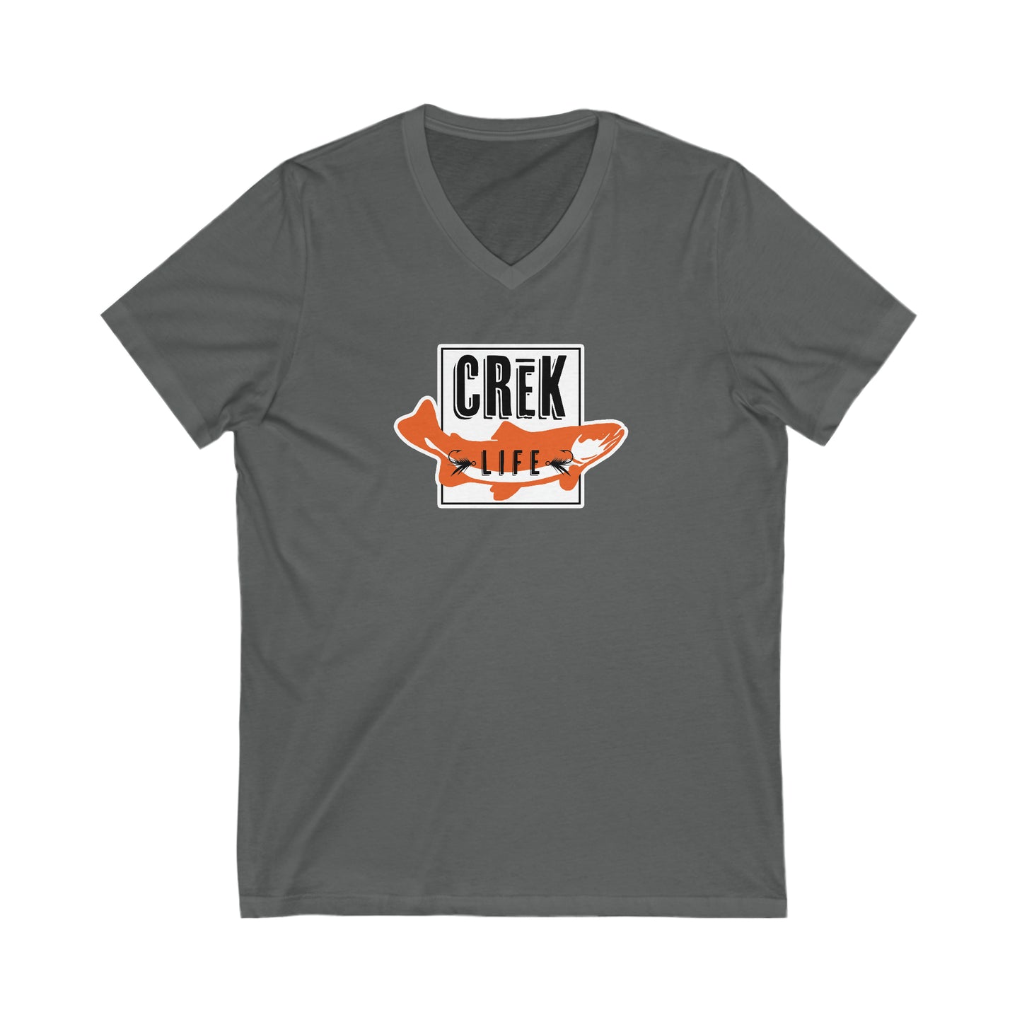Crēk Life Trout Logo Unisex Short Sleeve V-Neck Tee