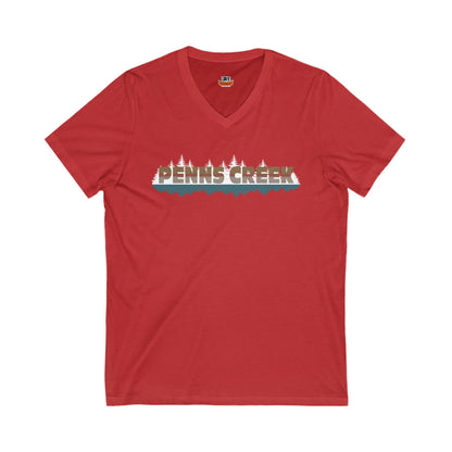 Penns Creek V-Neck Tee - Unisex Jersey Short Sleeve Shirt