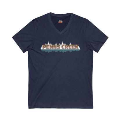 Penns Creek V-Neck Tee - Unisex Jersey Short Sleeve Shirt